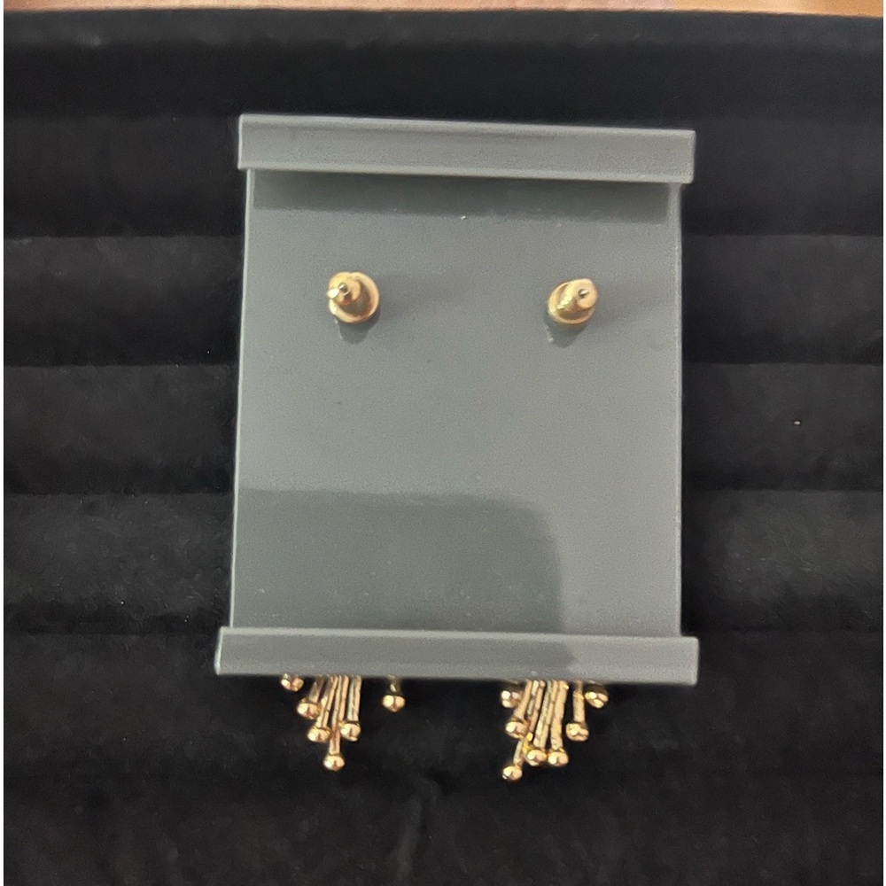 Rare Vintage Crown Trifari Gold Tone, Chain Link Liquid Dainty Dangle Earrings - Picture 3 of 3